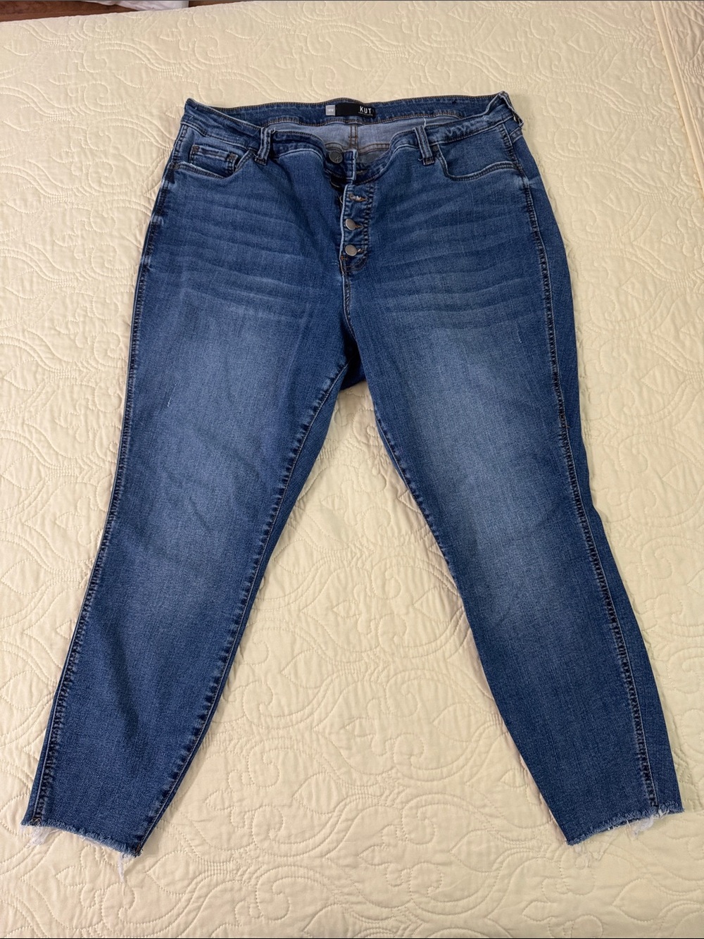 Kut from the Kloth Dark Blue Ankle Crop Button-Fly Jeans